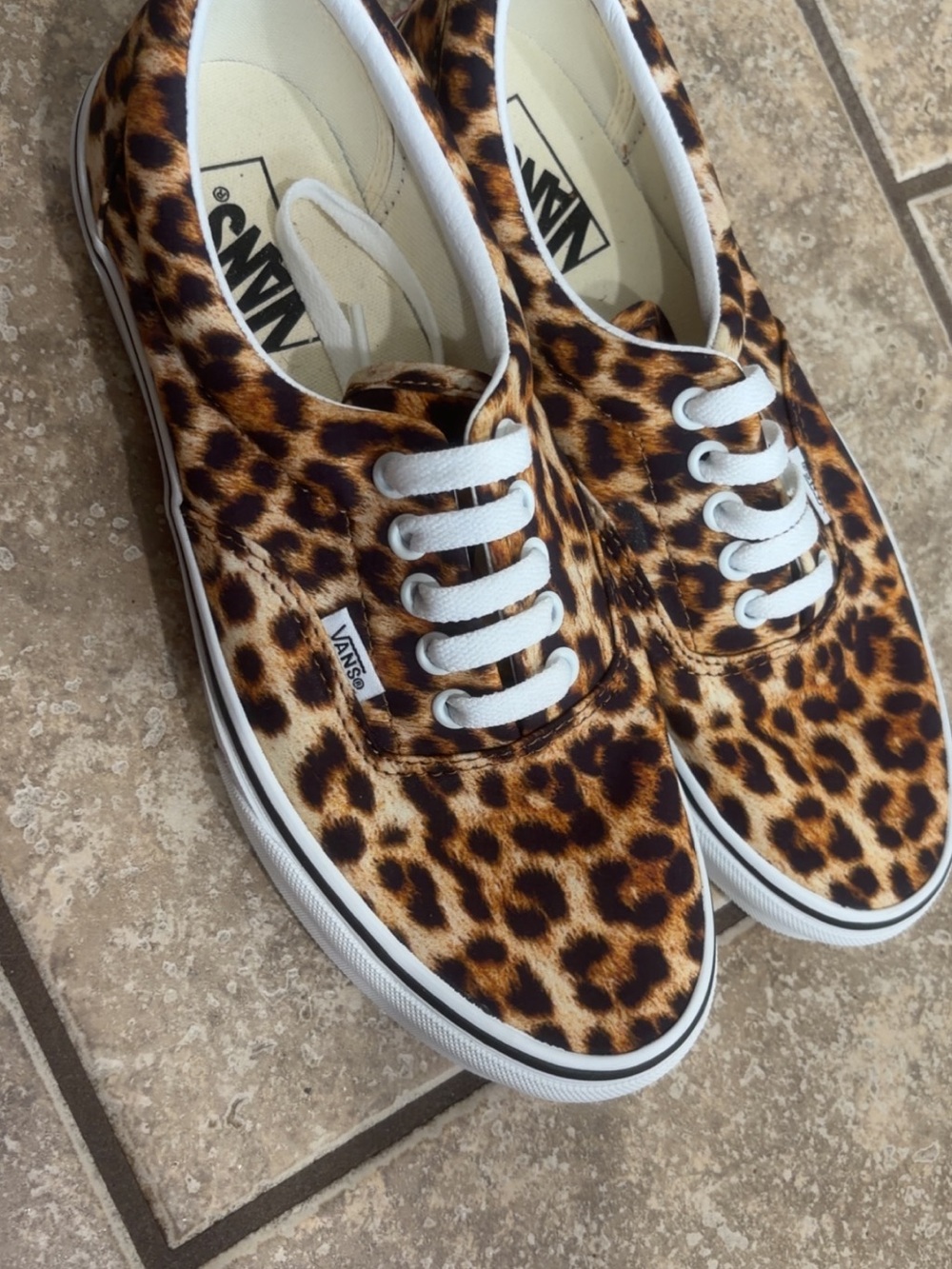 Vans Leopard Print Canvas Low-Top Sneakers in Brown and Black